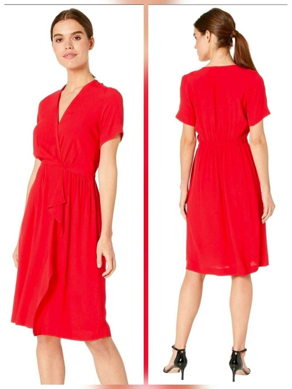Yumi Kim Mimosa Cascading Draped Wrap/Faux Wrap Dress Scarlet Sz. M